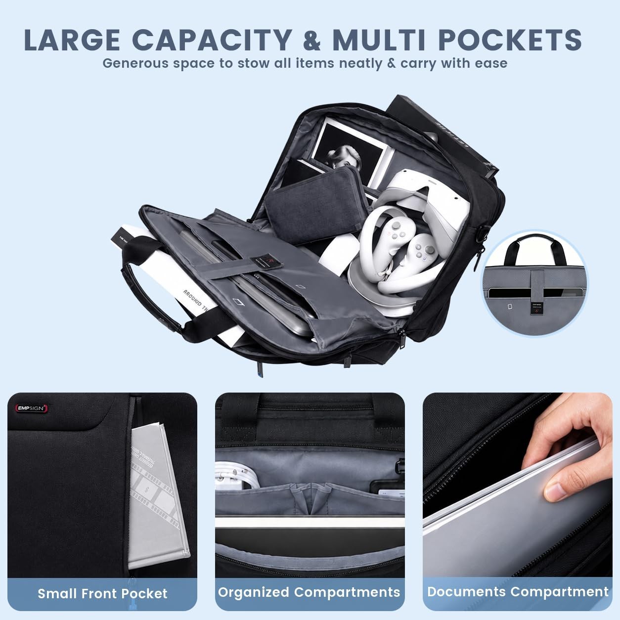 EMPSIGN Stylish Laptop Bag Briefcase 17 3 Inch Laptop Case Expandable Messeng