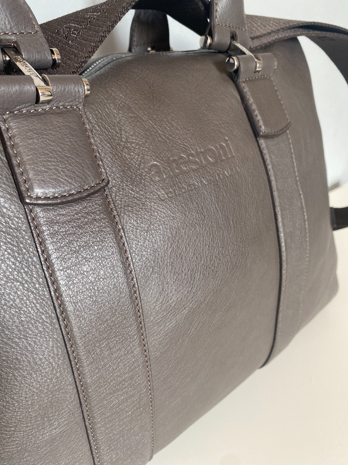 New Leather Testoni Brown Weekender Bag Italian Luxury Travel Duffel NWT