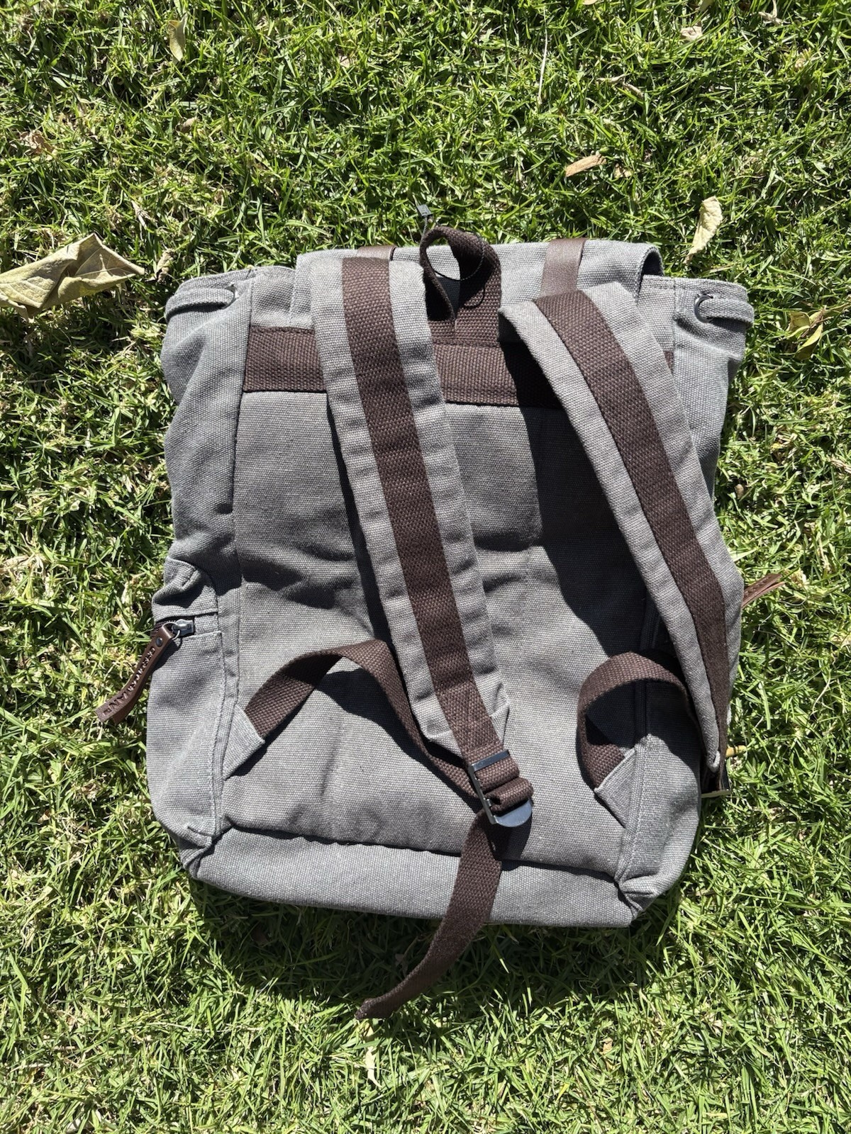GREENORMANT Gray Brown Backpack Buckle Zip Men’s Adjustable Strap Outer Pockets
