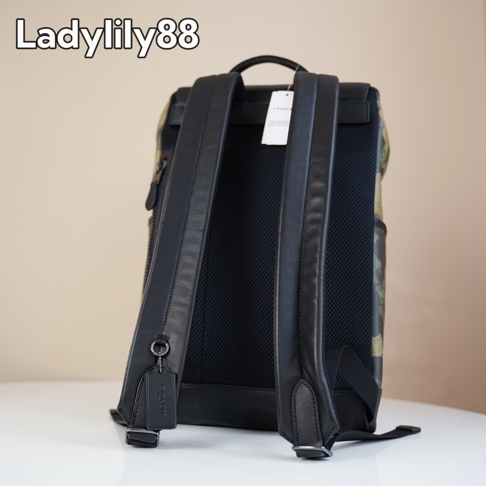 NWT Coach CL943 Track Backpack In Signature Canvas Camo Print Calf Leather $650
