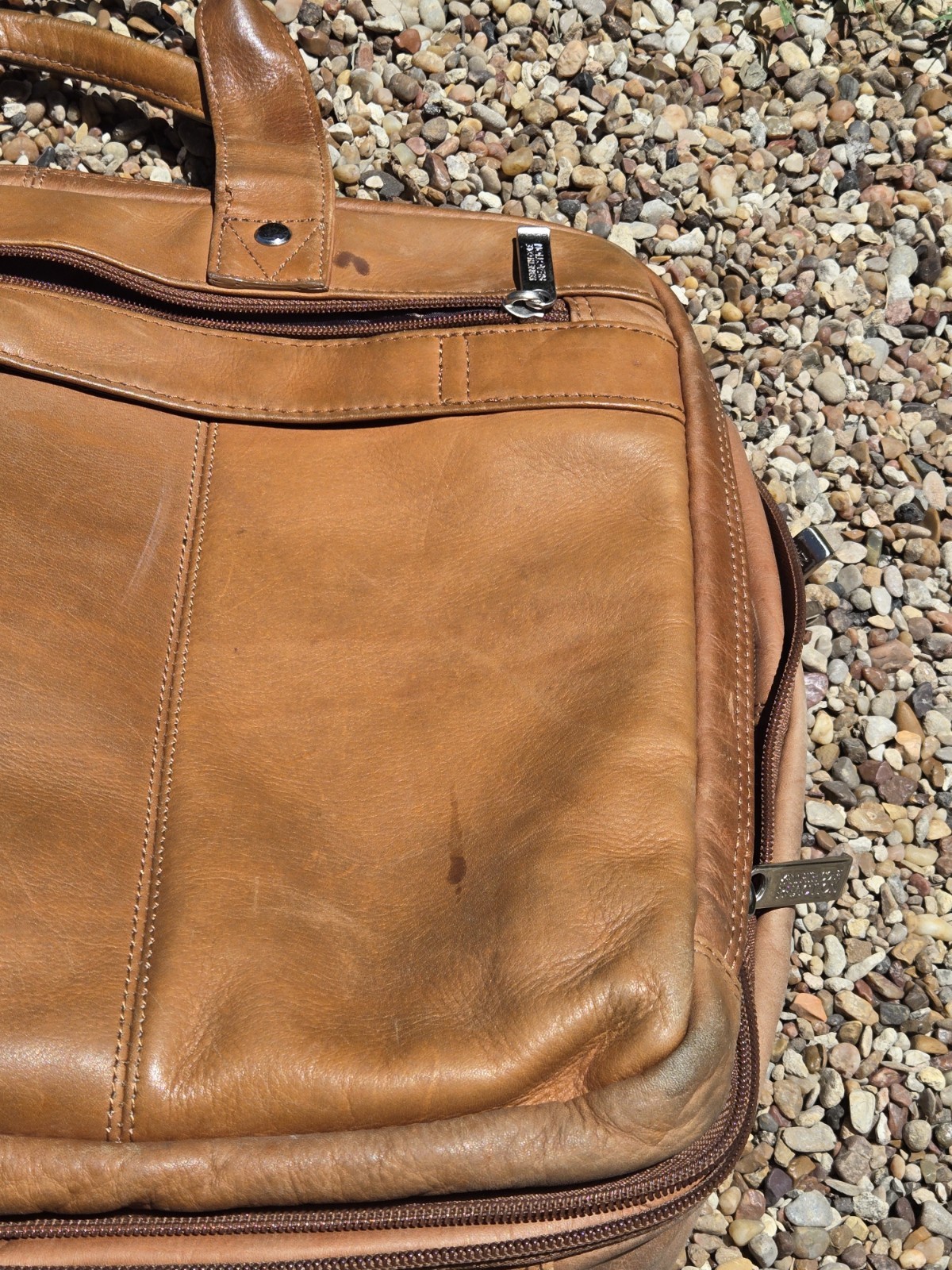 Kenneth Cole Reaction Leather Messenger Bag Brown Briefcase Laptop 16×13 VNTG