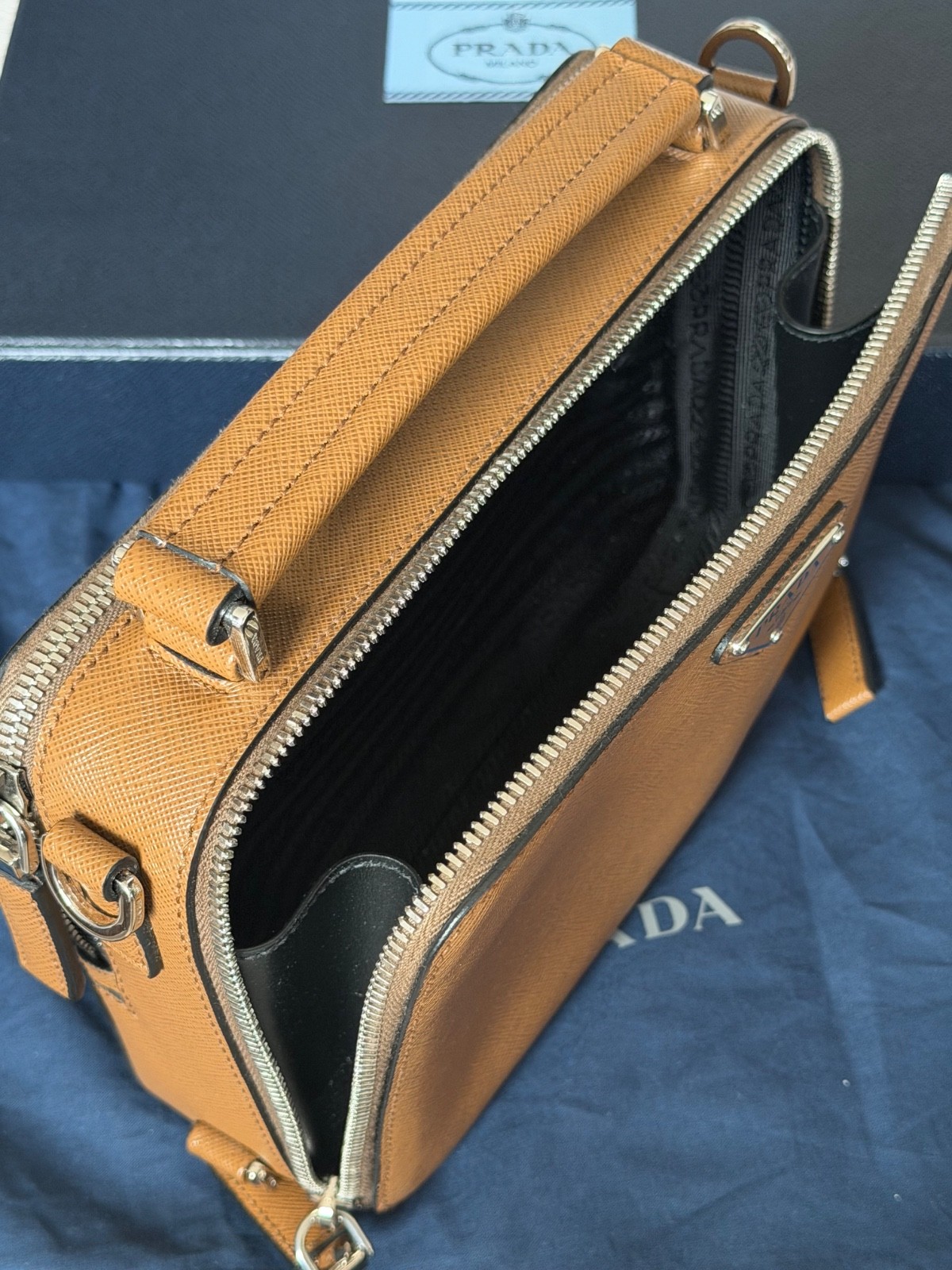 Prada Brique Saffiano Leather Brown Crossbody Bag 2VH069