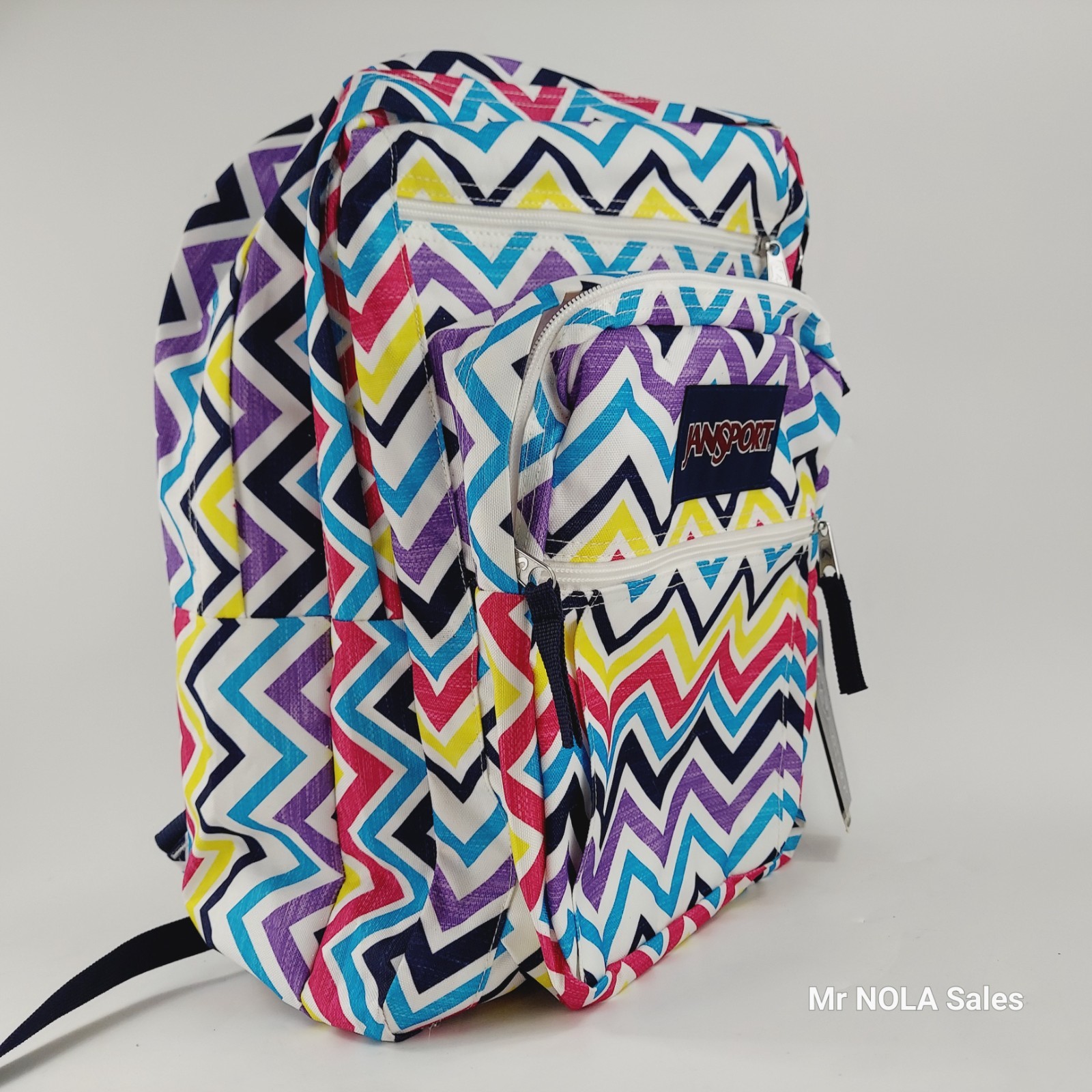 JANSPORT Colorful Rainbow Chevron Large Student Schoolbag School Book Bag (NEW)
