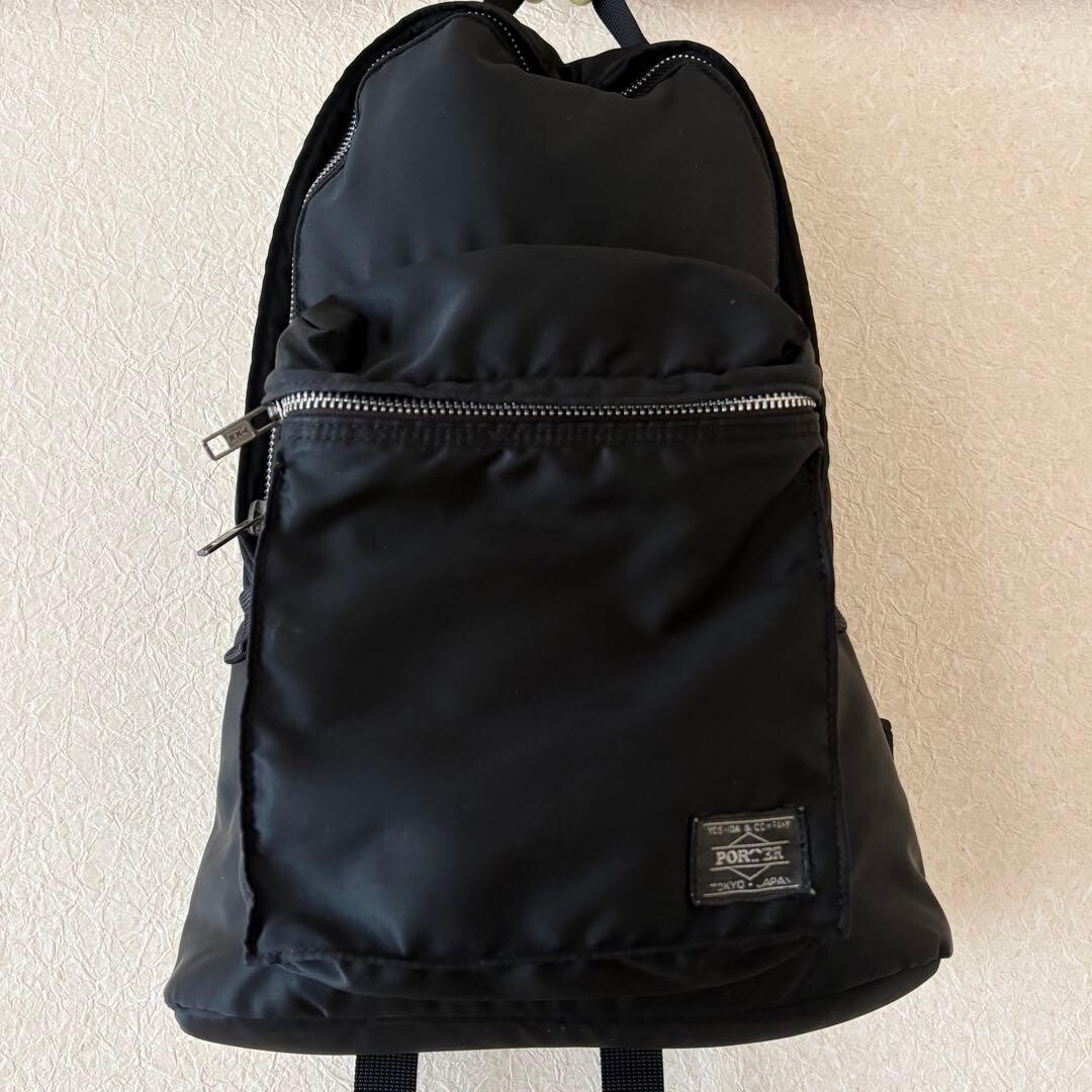 Porter Tanker Backpack Black Nylon Orange Lining Japan Mens Bag 43cm 232