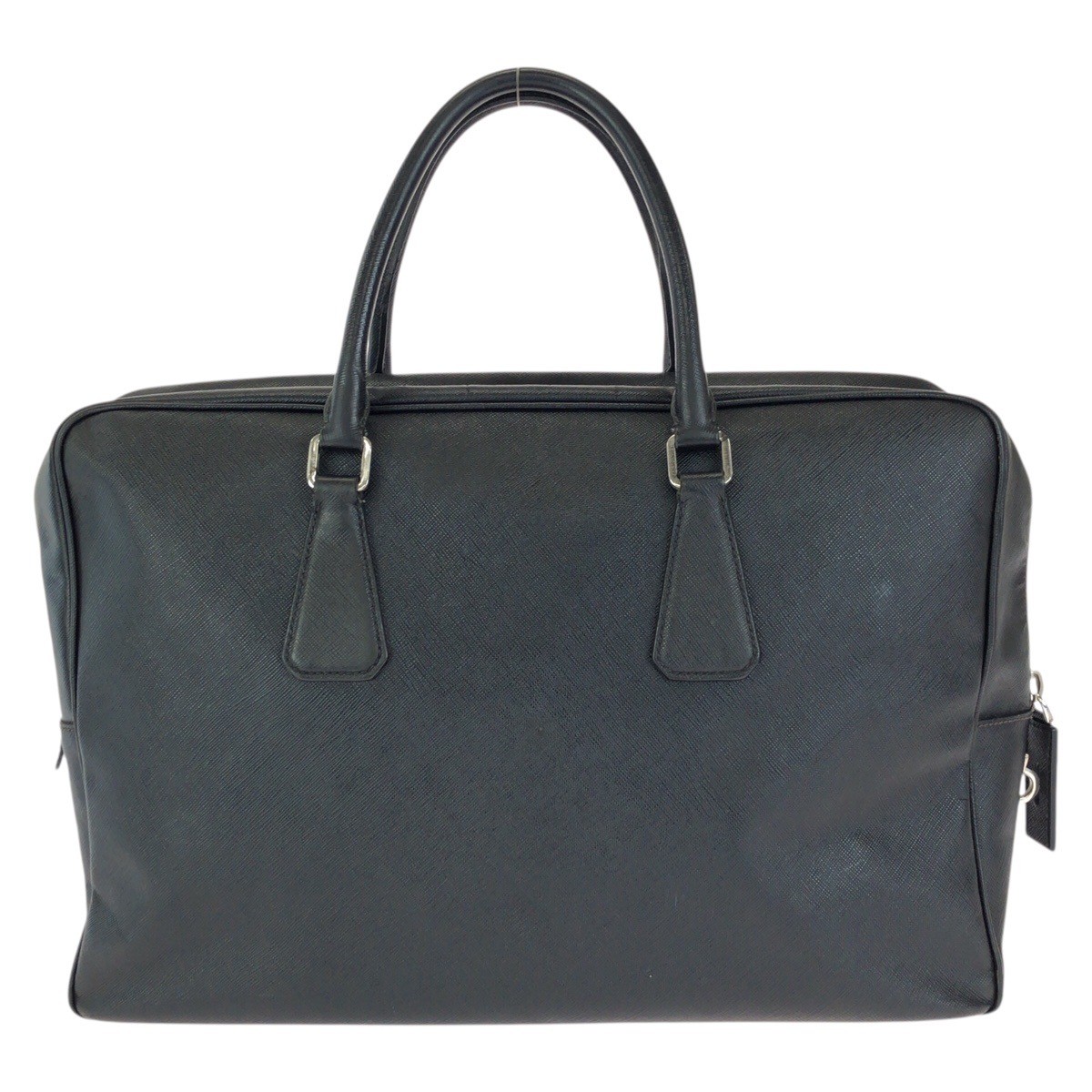 PRADA Safiano Triangle with logo Business bag briefcase Black SilverHardware