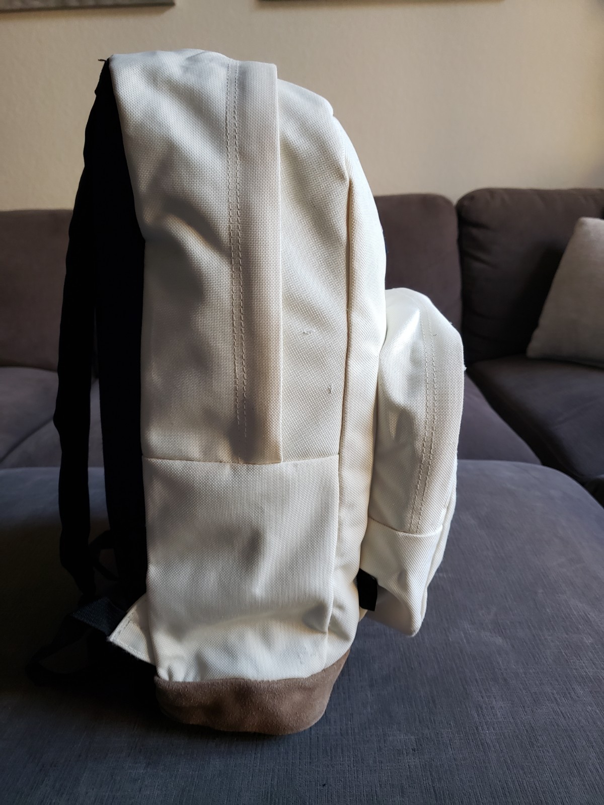 Jansport Backpack Right Pack Coconut Cream Suede Bottom Brown – READ DESCRIPTION
