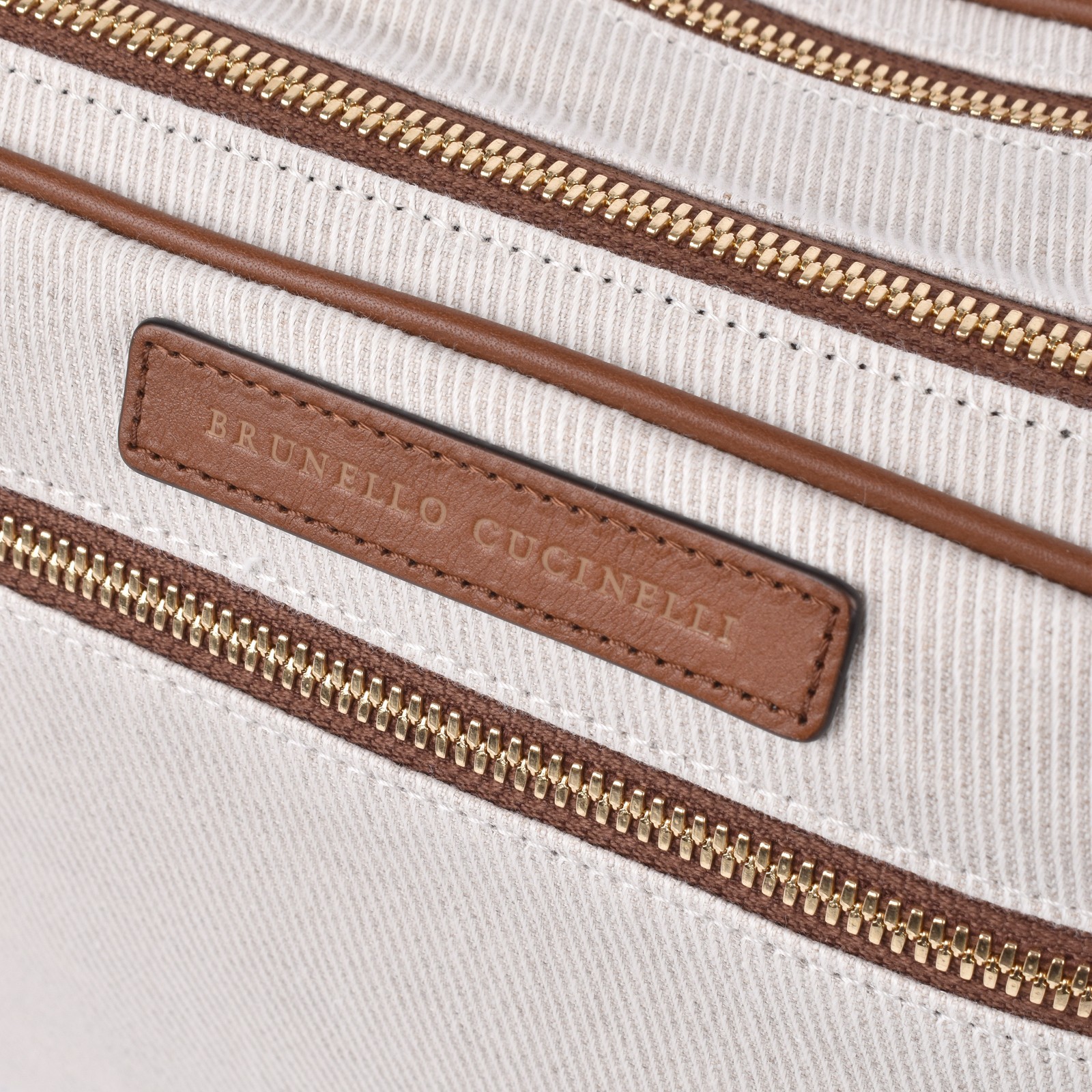 BRUNELLO CUCINELLI MEN’S NATURAL COGNAC LINEN ZIPPERED TRAVEL CASE MSRP $1755