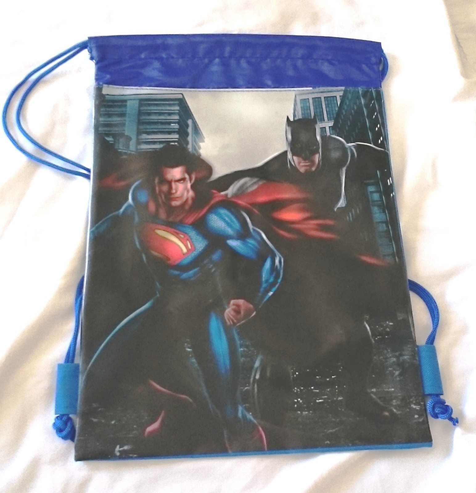 Blue Batman V Superman Drawstring Backpack Dawn Of Justice TM DC Comic Licensed