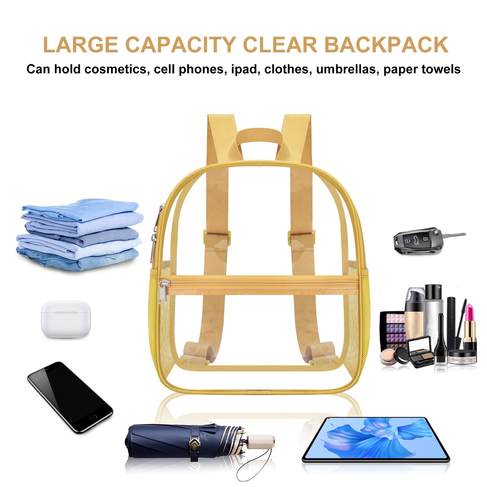 Clear Stadium Backpack Small 12x6x12 Inch Bag Sports Concert Event Work PVC