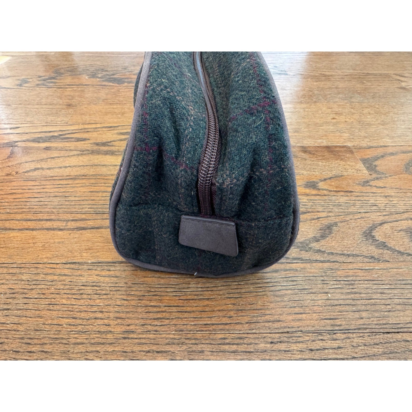 Timber and Tide Green Plaid Wool Dopp Kit Toiletry Bag Travel Shaving Case