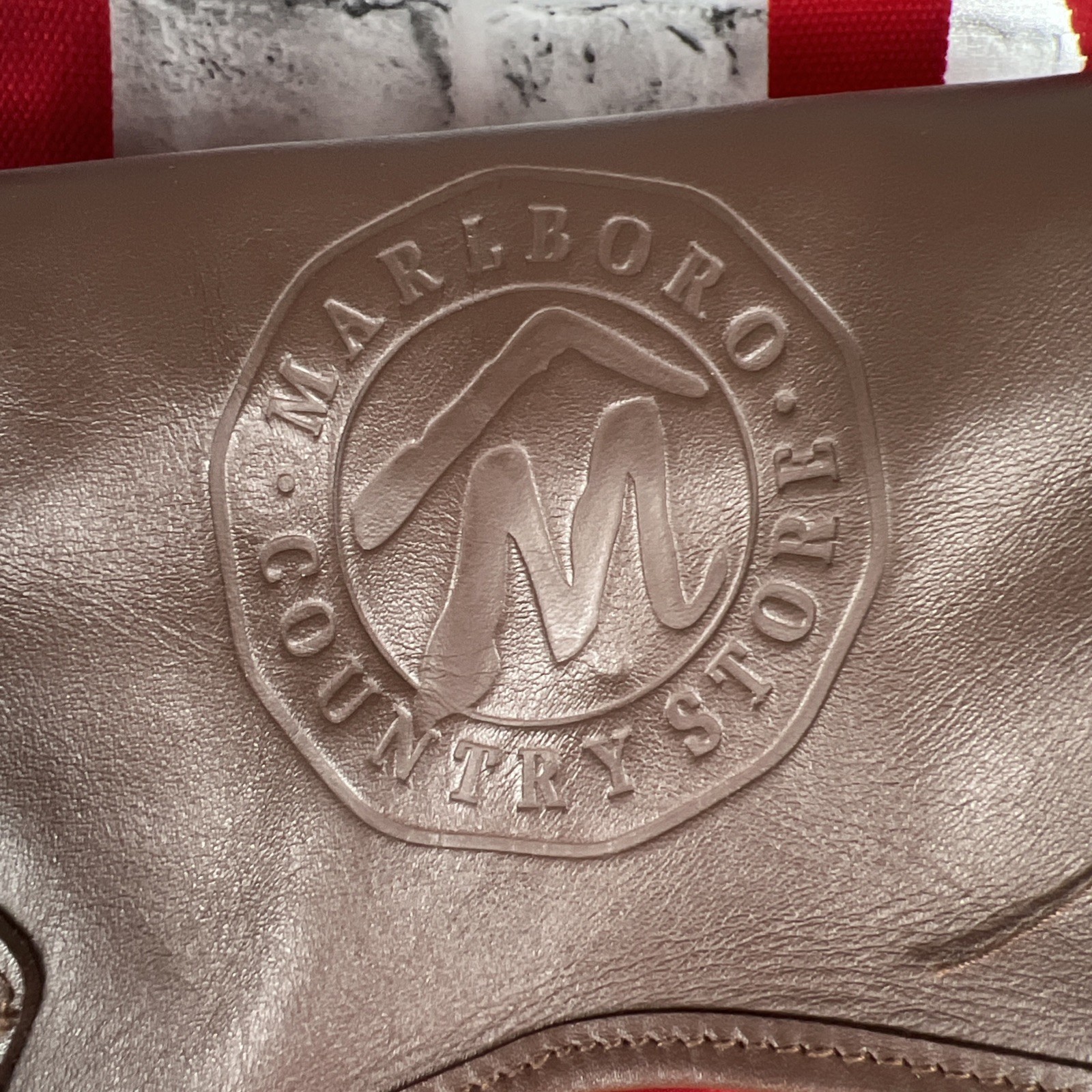 Marlboro Country Store Red Brown Canvas Leather Shoulder Travel Duffle Bag