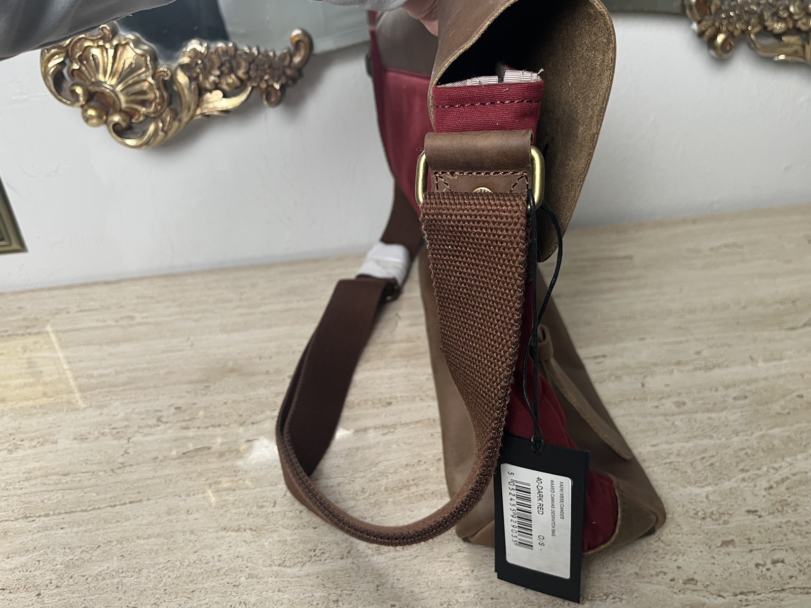 Ted Baker Brown Leather Messenger Bag Computer Laptop Satchel Dark Red New NWT