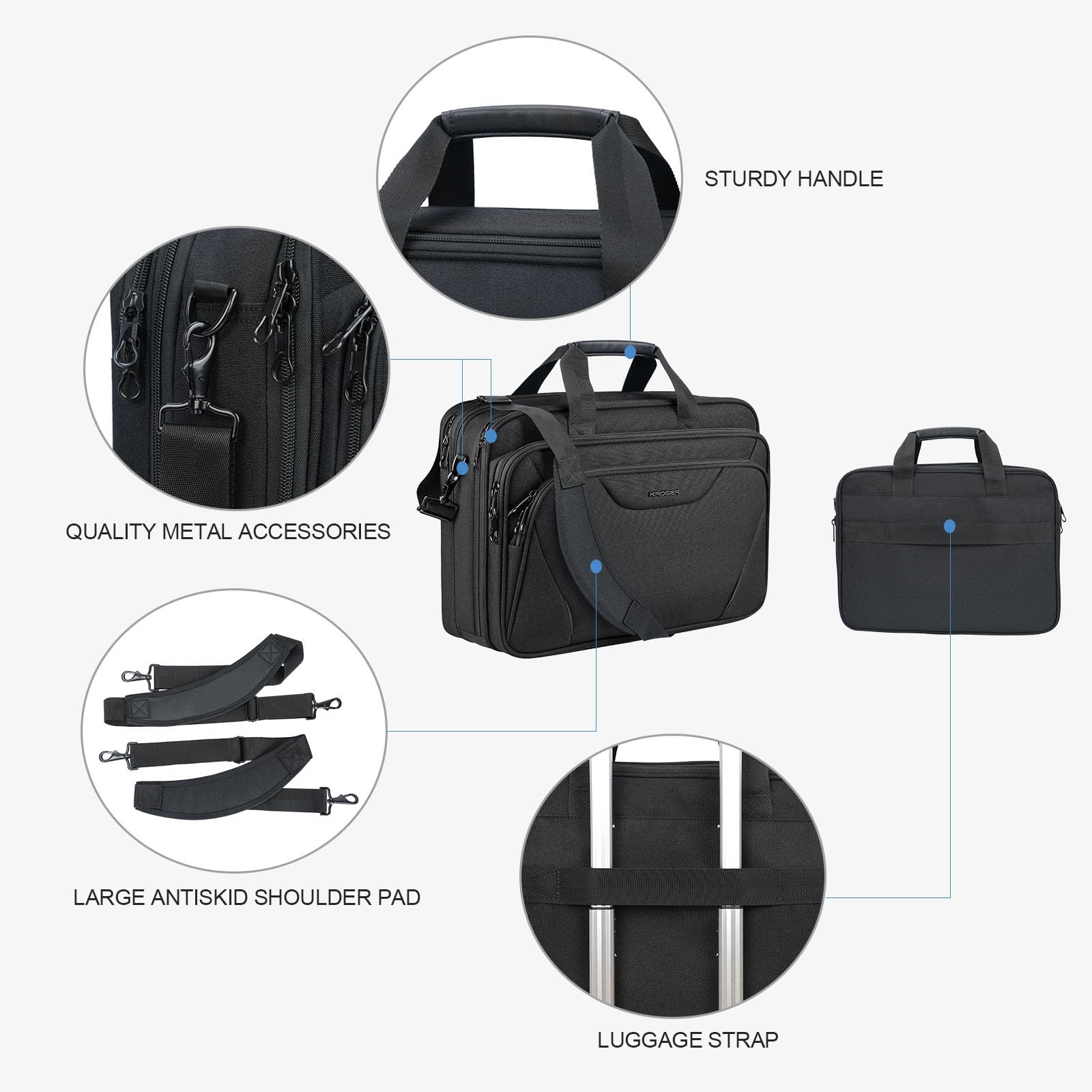 KROSER Laptop Bag Premium Laptop Briefcase Fits Up to 17 3 Inch Laptop Expand