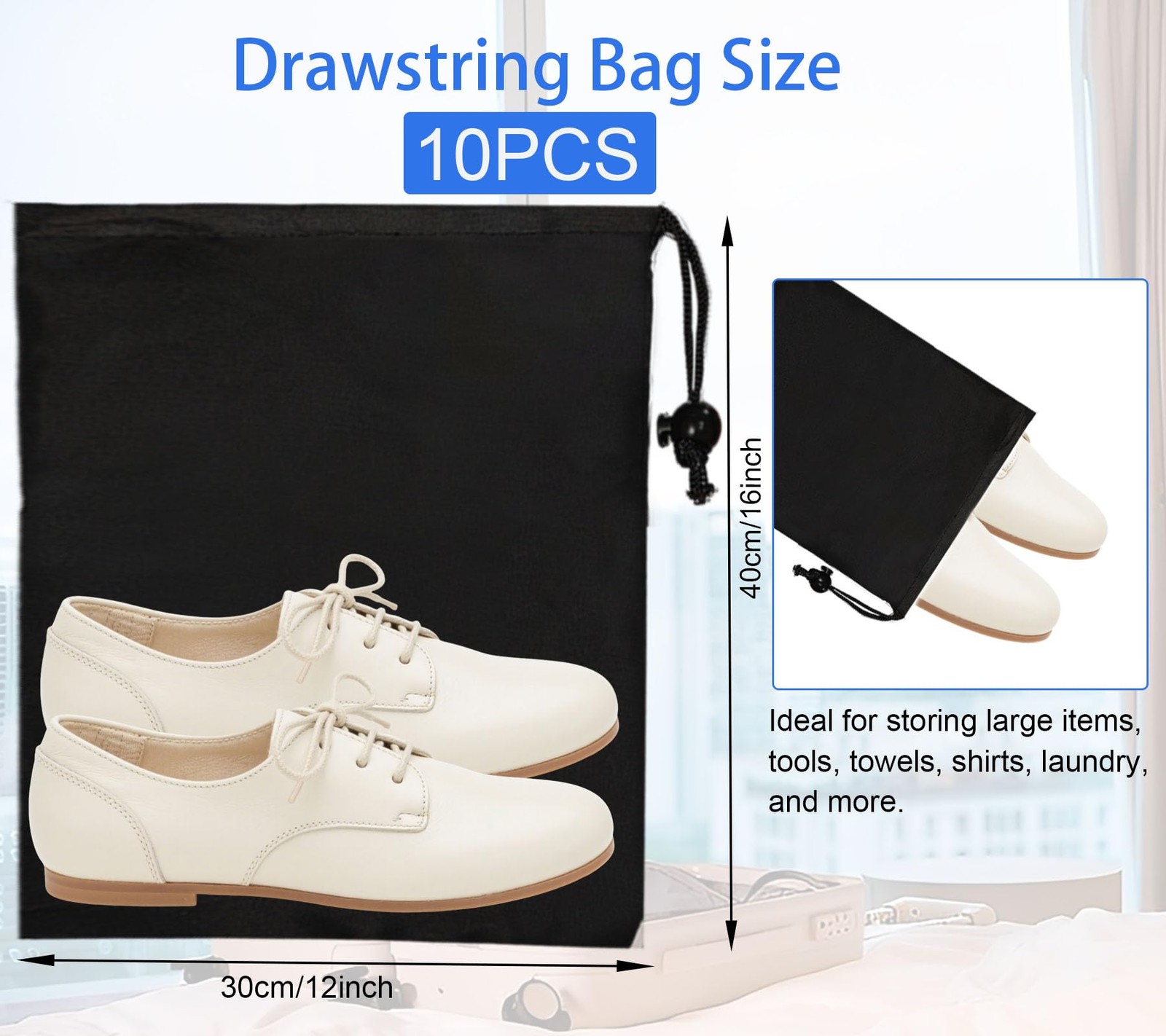 10-Pack Drawstring Bags with Toggle Closure – Lightweight & Durable Nylon Gym…