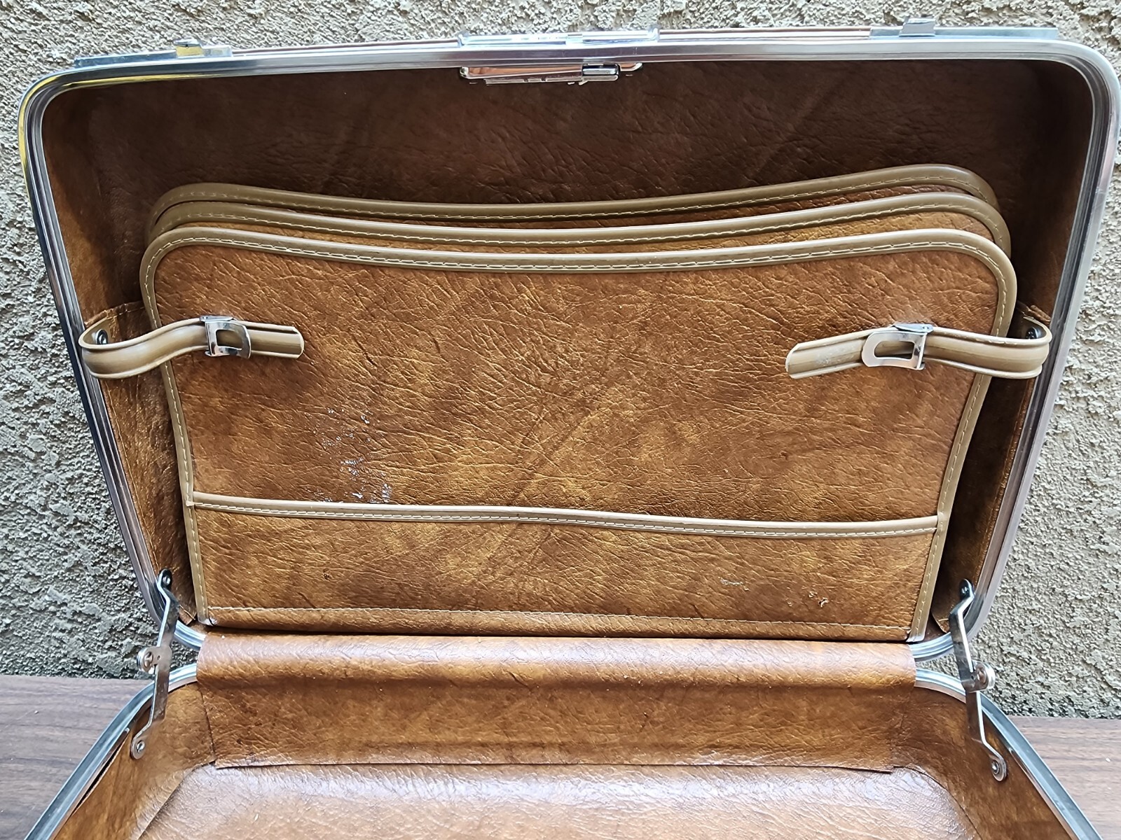 American Tourist Escort Briefcase with Vintage Hughes Aircraft stickers