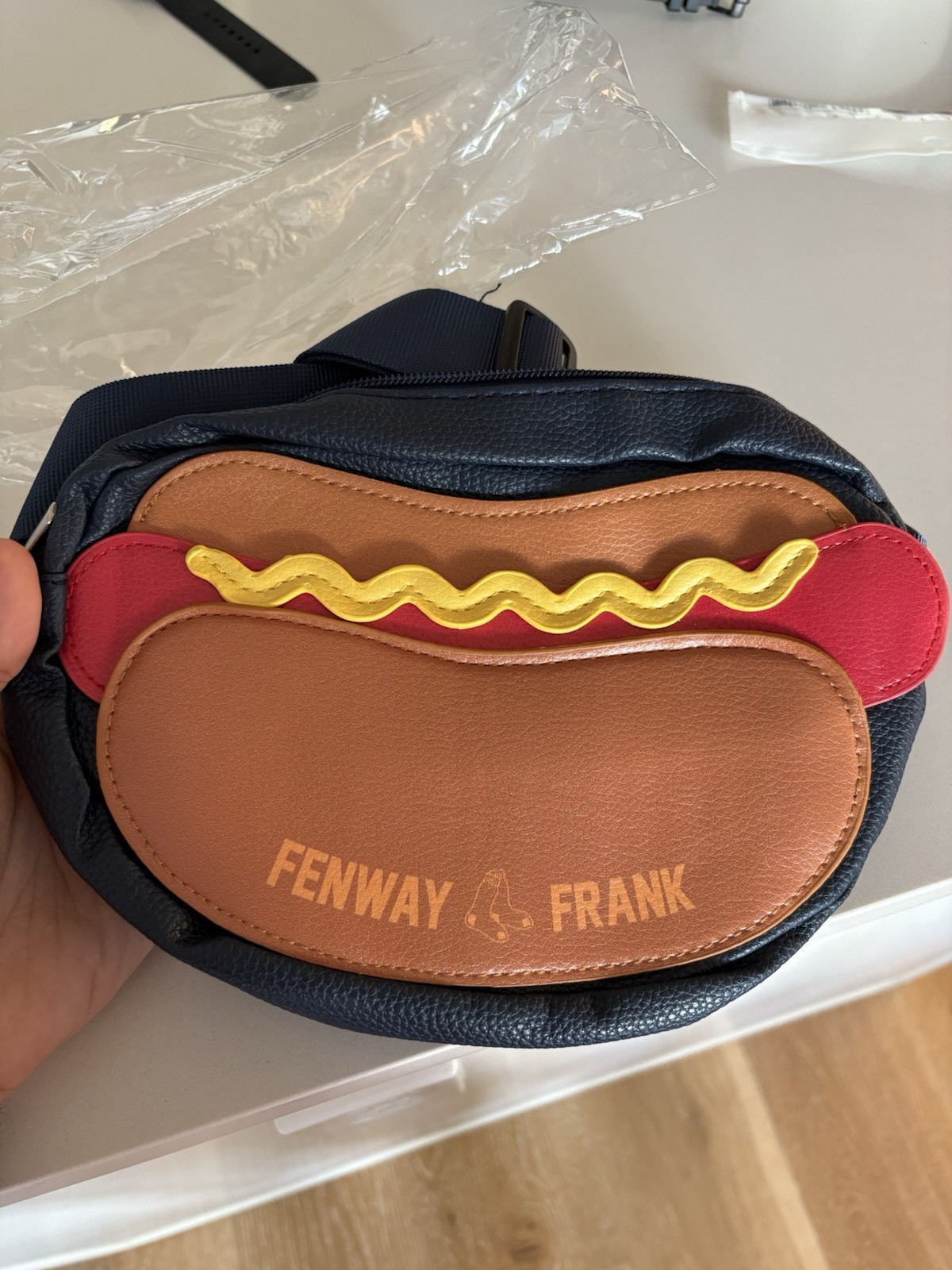 Fenway Frank Hot Dog Food Novelty Belt Bag Fanny Pack Zip Black Small Strap