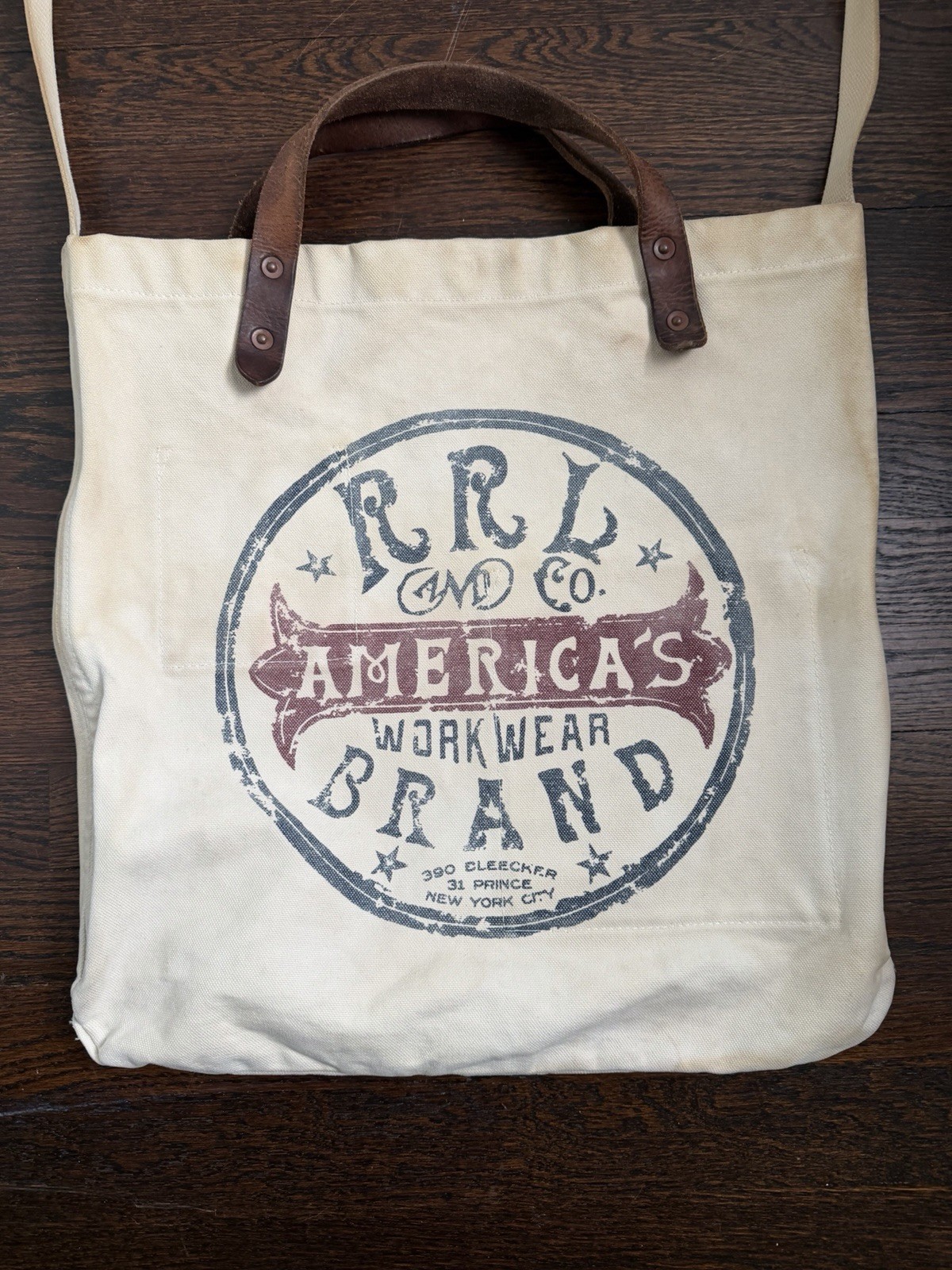 Ralph Lauren Double RL RRL Canvas Leather Tote Bag Rare RRL