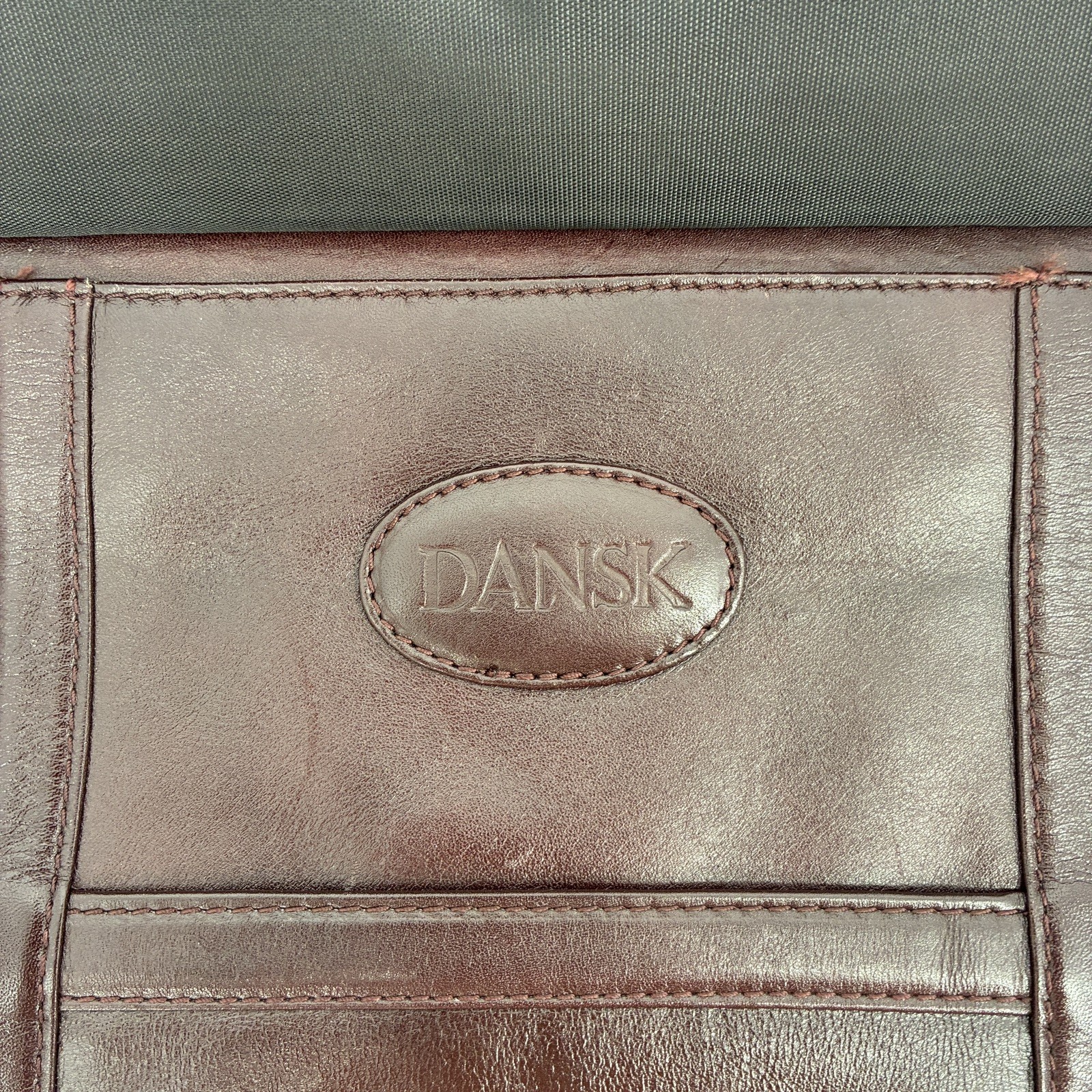 Vintage Dansk Leather Briefcase Brown Burgundy Oxblood Red Handle Gold Buckles