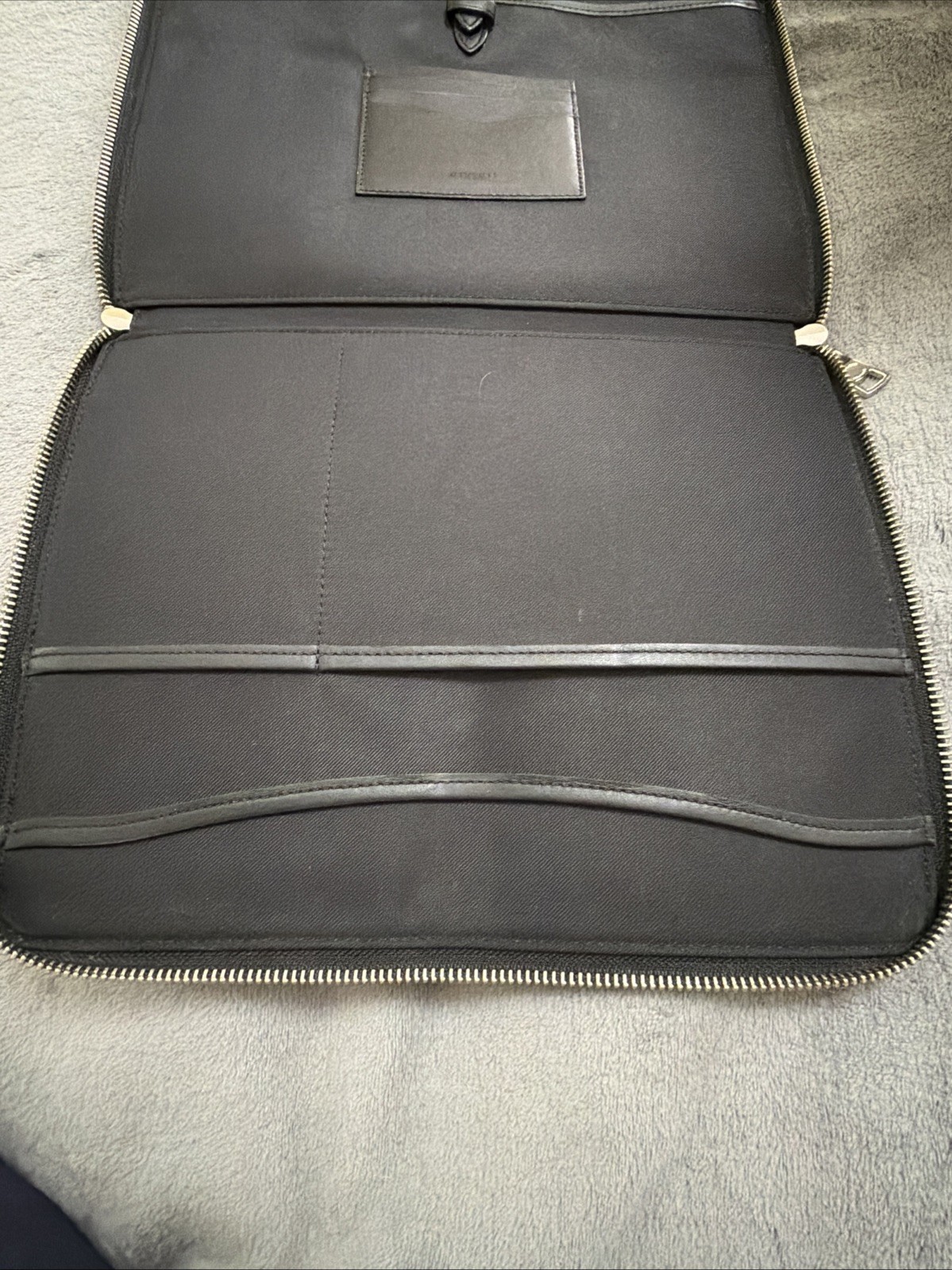 Coach Shearling – portfolio clutch – Black Pebble Leather -12” X 9” Pre-Owned