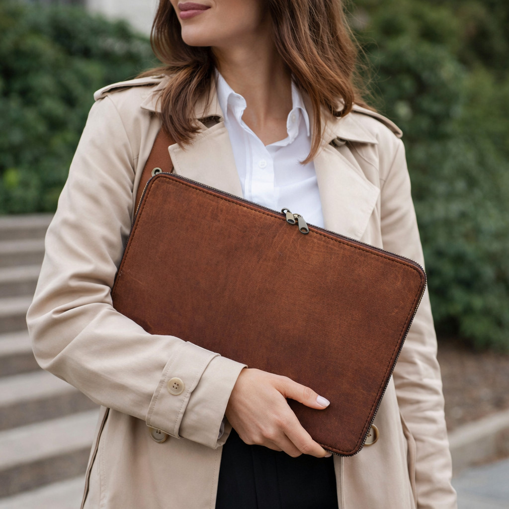 Minimalist Handmade Leather Tablet Bag – Slim iPad & Laptop Sleeve