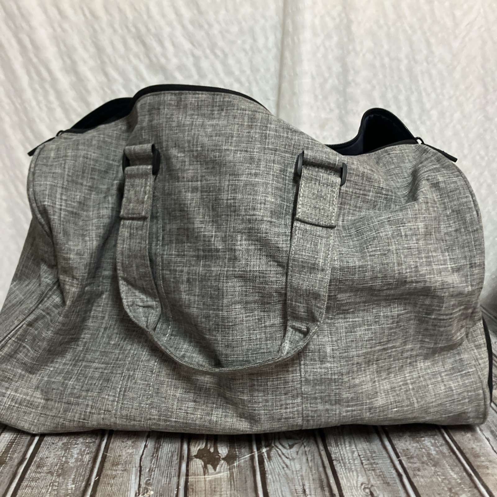 New Original Penguin Weekender Duffle Bag Grey Cross Stitch Large