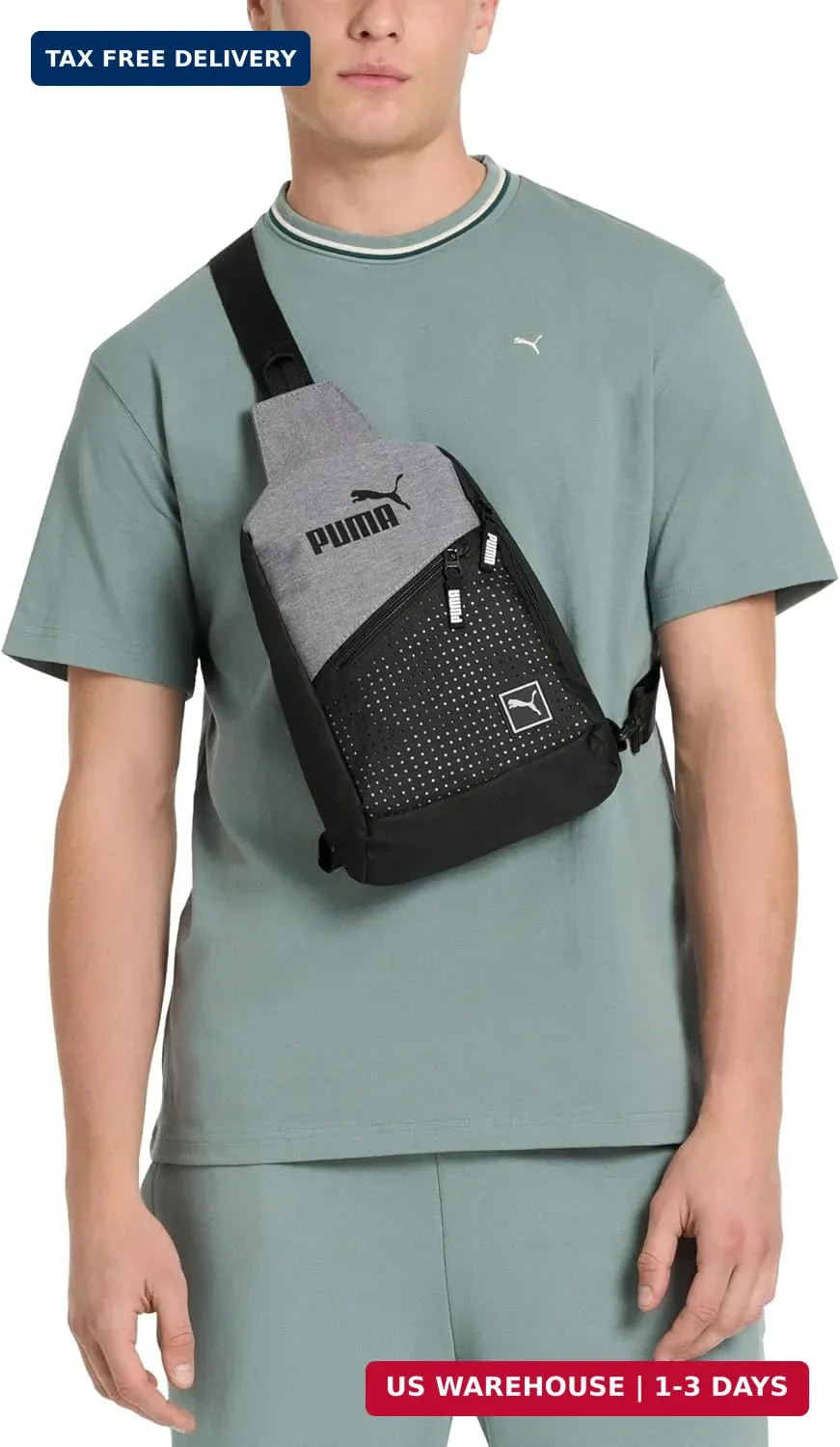 PUMA EVERCAT SIDEWALL SLING BACKPACK, One Size, Heather Grey