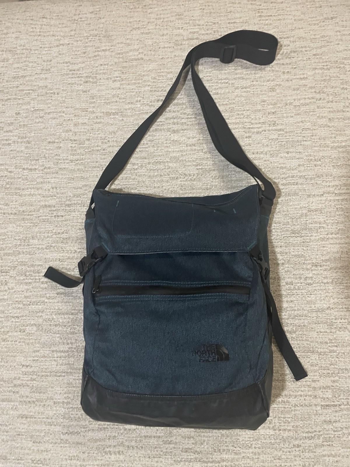 The North Face Messenger Bag Denim-Look Laptop Satchel Urban Commuter