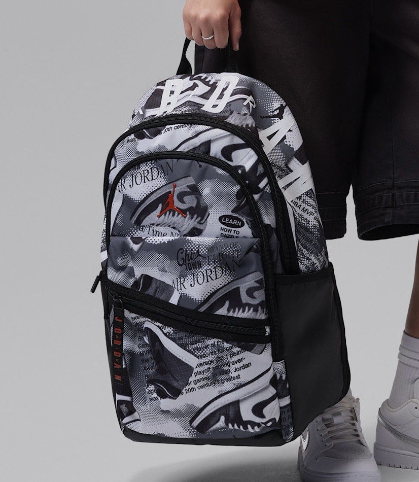 New Jordan Air Patrol Backpack White And Black Iconic Logo Print