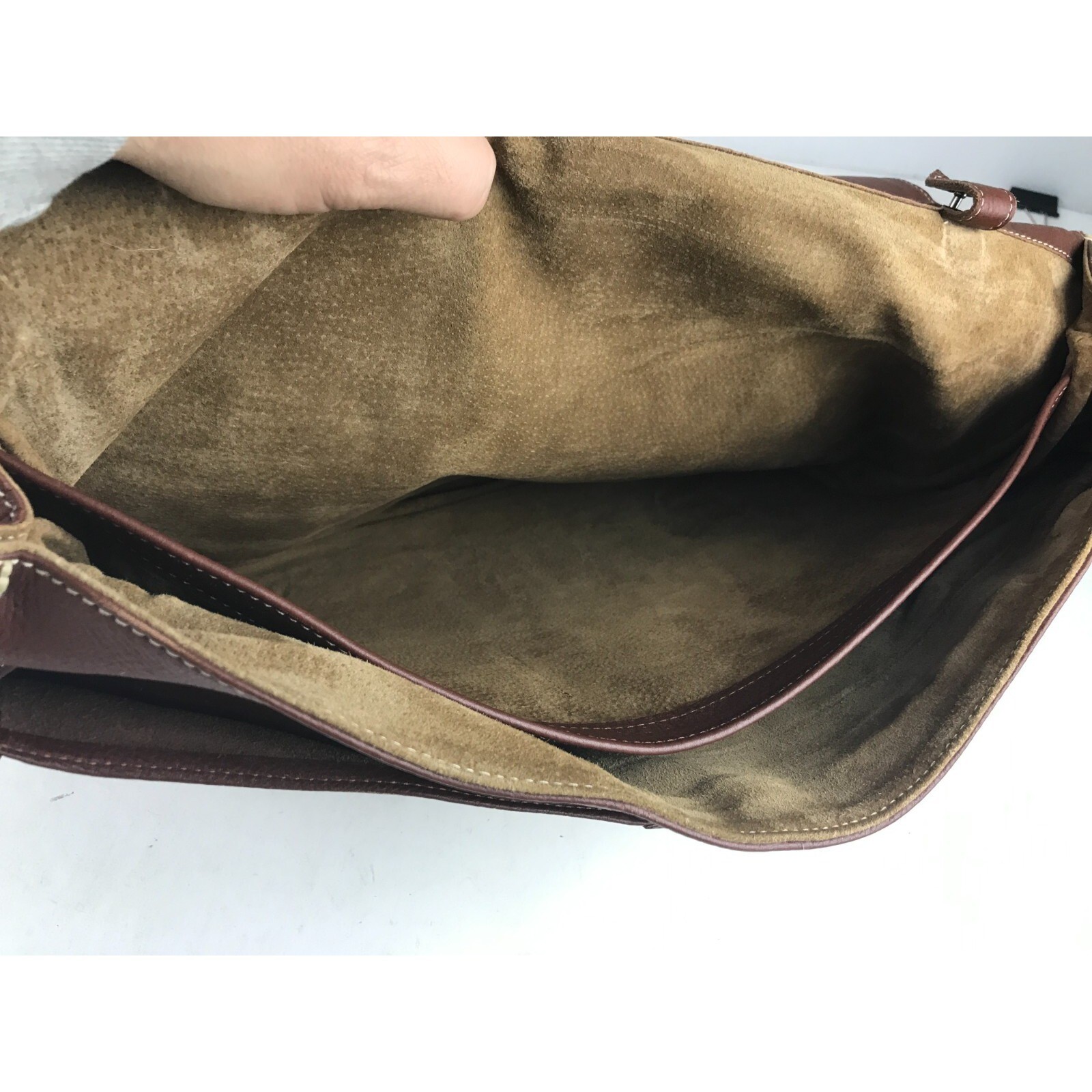 Abitare Briefcase Document Bag Mens Brown Genuine Leather Top Handle Push Lock