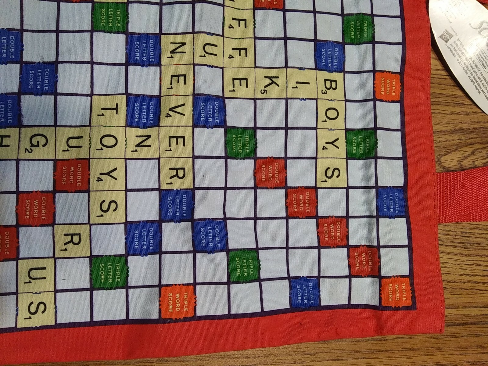 Scrabble Tote Bag 13 1/2 × 13 1/2 NWT