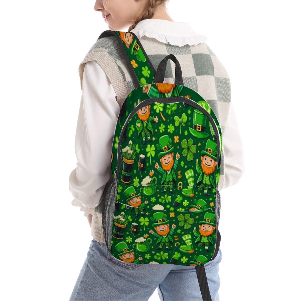 Green Luck Of The Irish Leprechaun Pattern (AOP) Backpack 17.3″ x 10.2″ x 5.9″