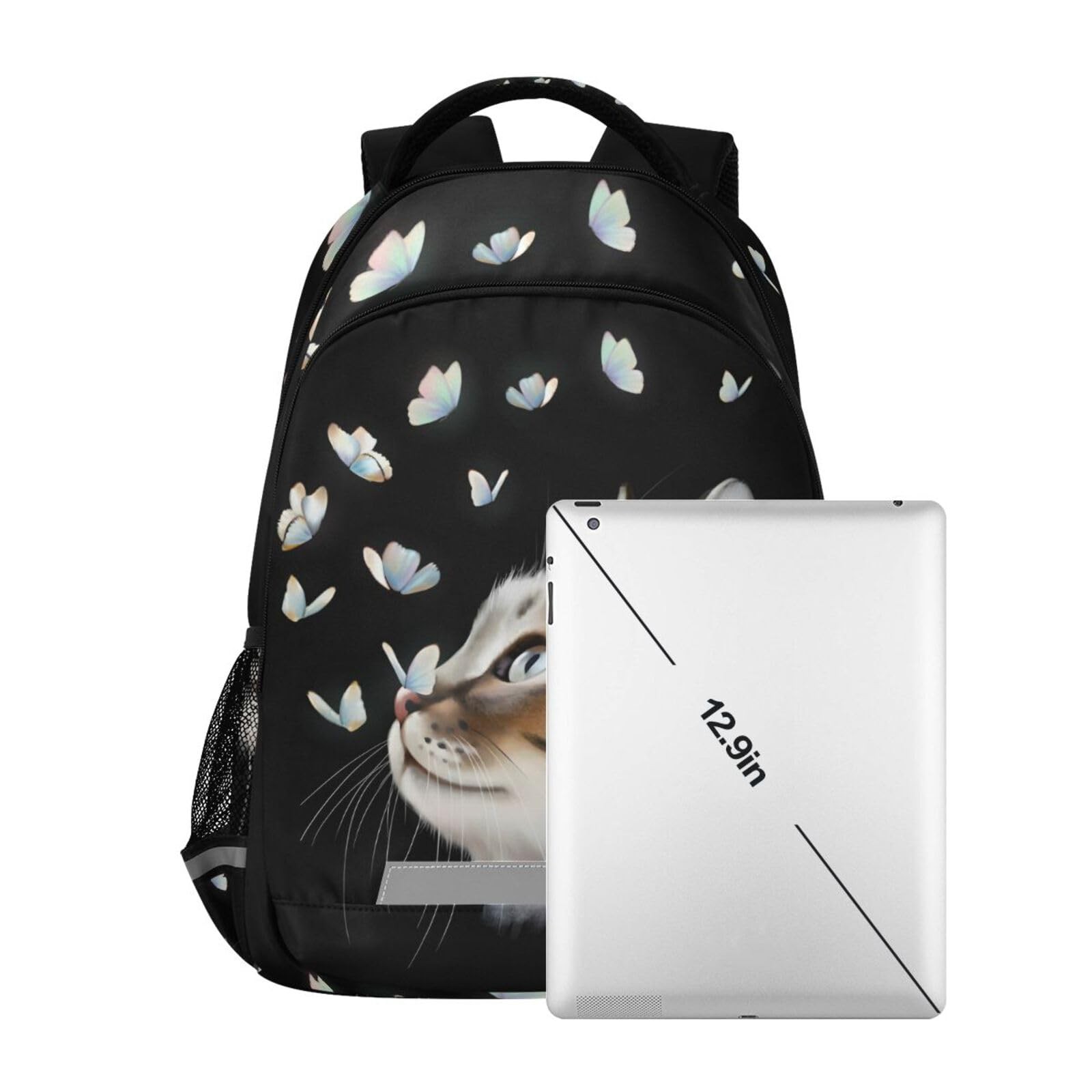 Cute Cat Kitten with Butterfly Backpacks Travel Laptop Daypack School Book Ba…