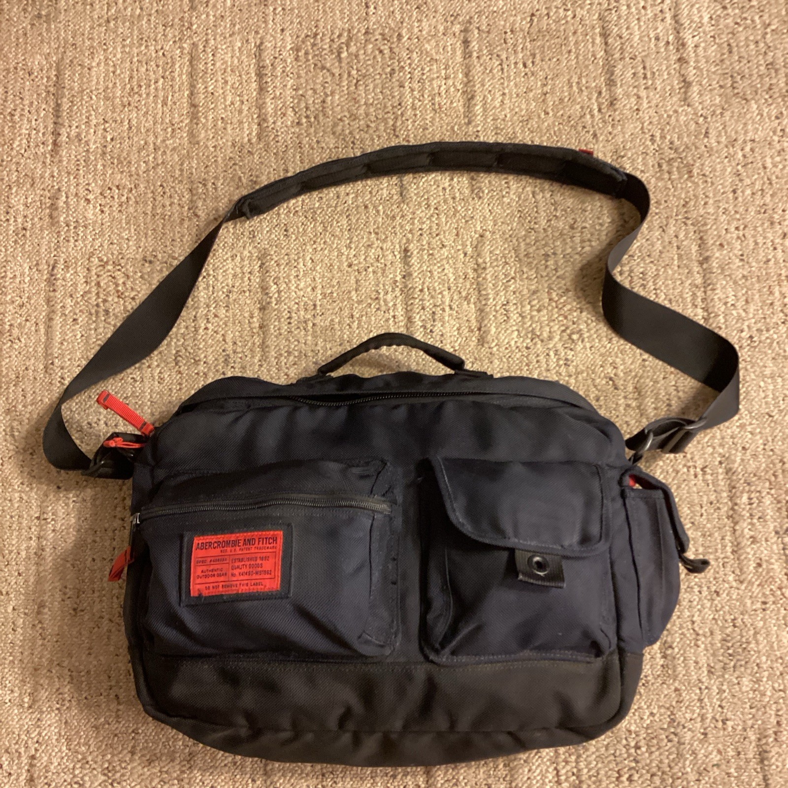 VTG Abercrombie & Fitch A-18 Navy Blue Laptop Messenger Bag Y2K Travel Prep READ