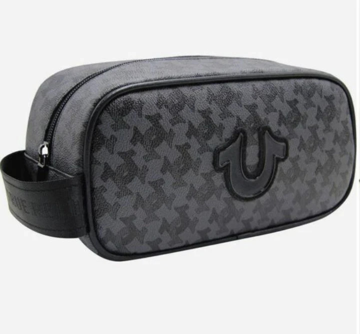 NWT True Religion Coda Toiletry Bag Black Horseshoe Logo Travel Dopp Shaving Bag