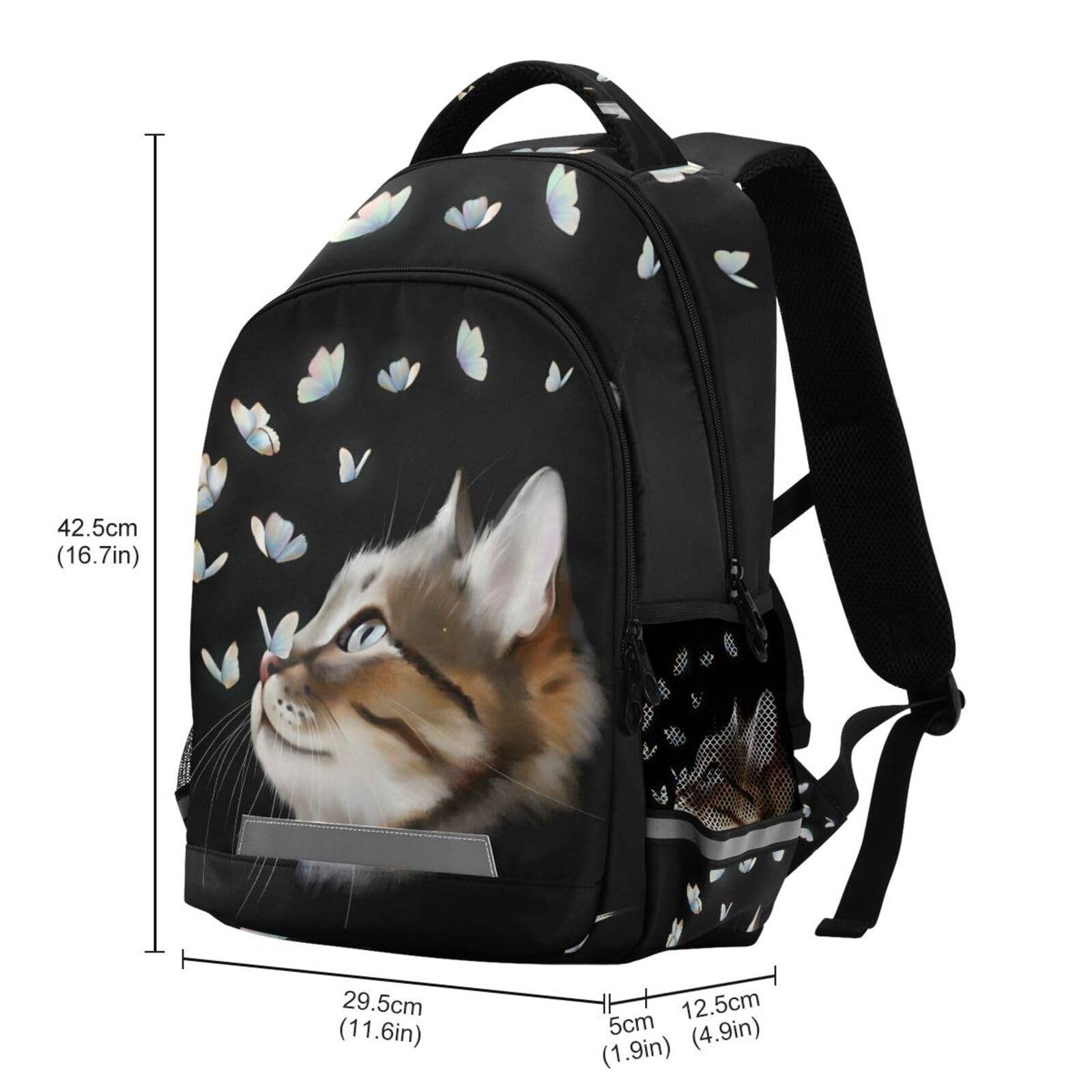 Cute Cat Kitten with Butterfly Backpacks Travel Laptop Daypack School Book Ba…
