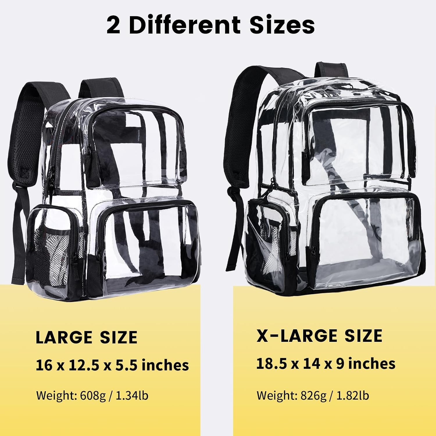 Heavy Duty Clear Black X-Large Transparent Large Backpack Book Bag