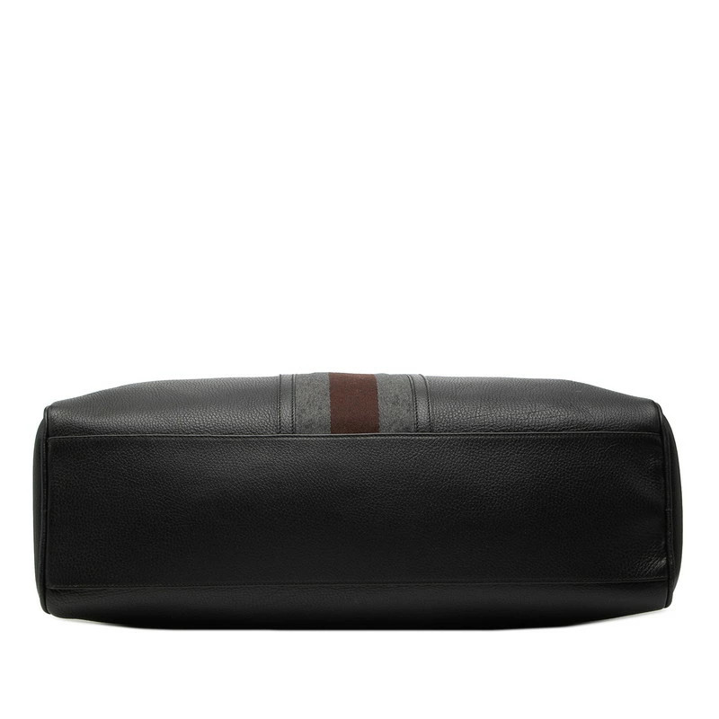 Gucci Web Sherry Line Duffle Bag 282511 Black Gray Brown Leather Used