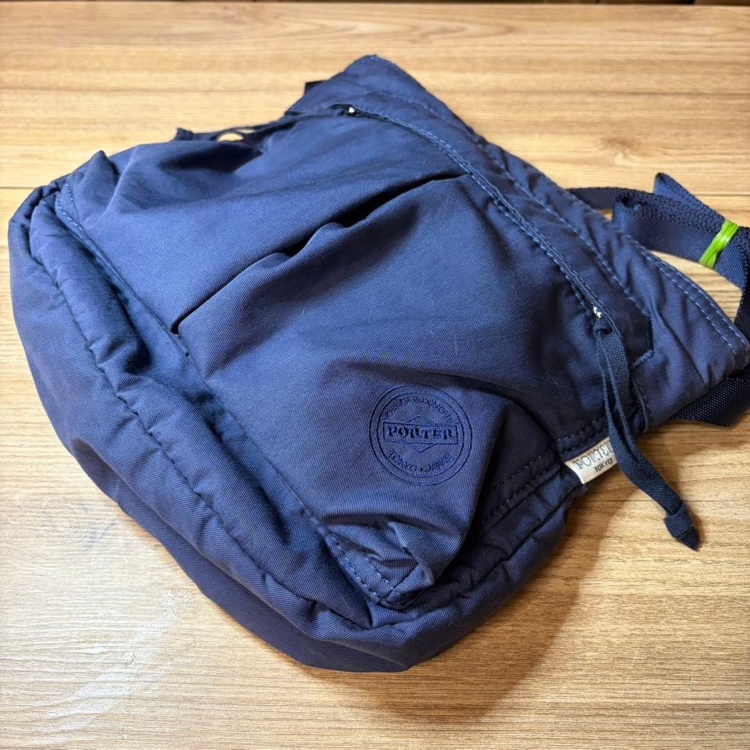 Authentic PORTER Men’s Navy Nylon Shoulder Bag, 26cm x 22cm x 8cm, with Mesh Poc