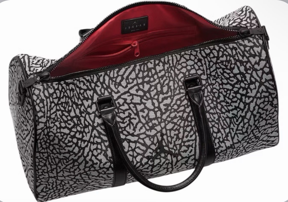 Nike Air Jordan Jam Duffle Bag Canvas Elephant Print MM0978-100 Gray Black