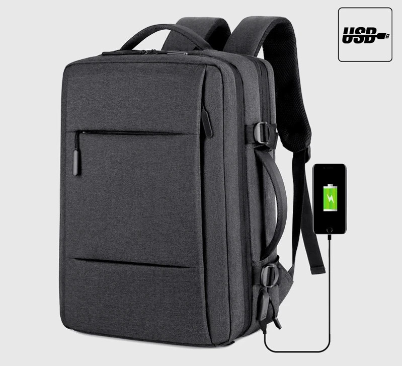 Classic Travel Backpack Men Business Backpack School Expandable USB Bag