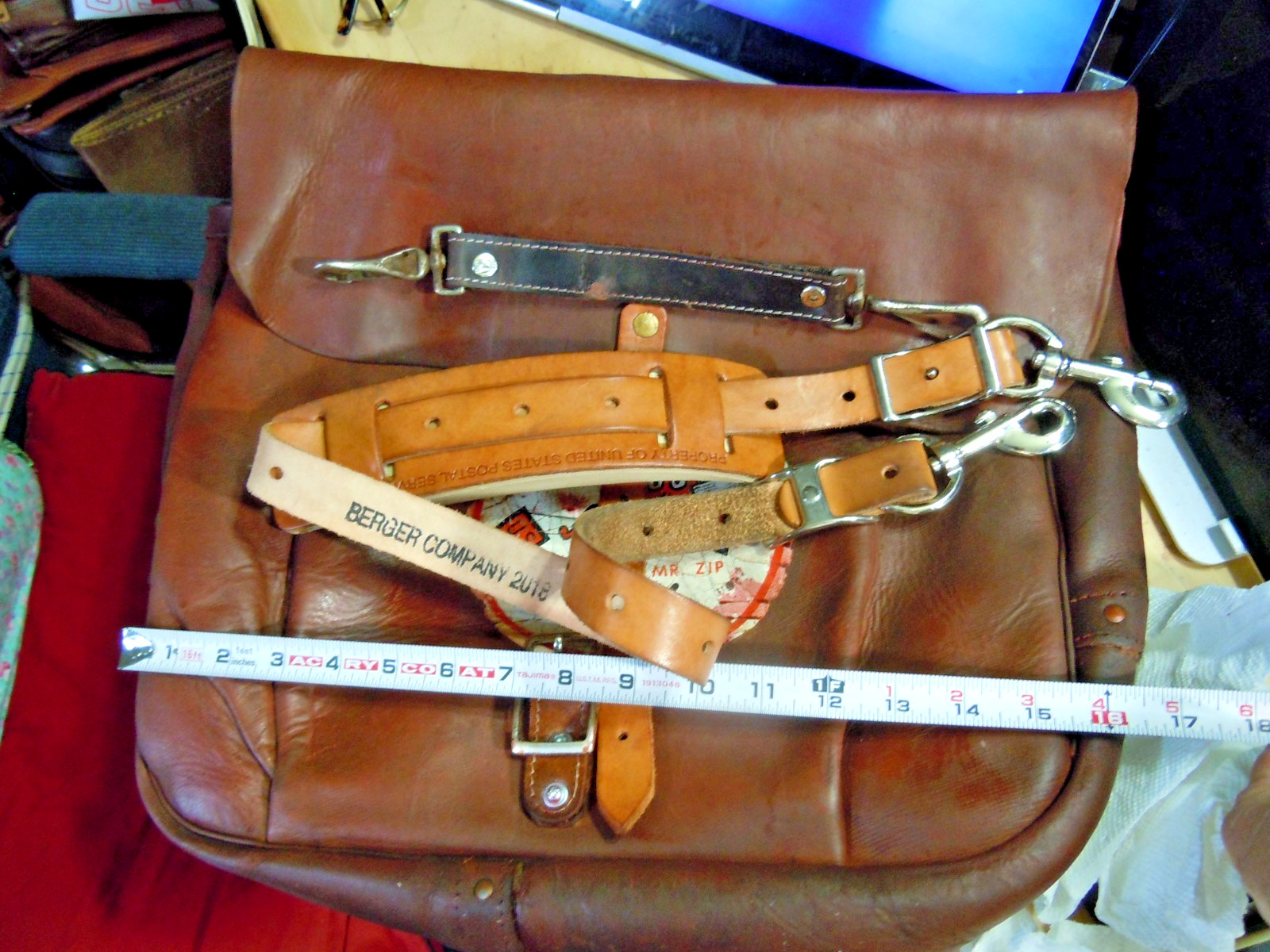 VTG Rare USPS US Leather Mail Postal Carrier Messenger Briefcase Bag # 31
