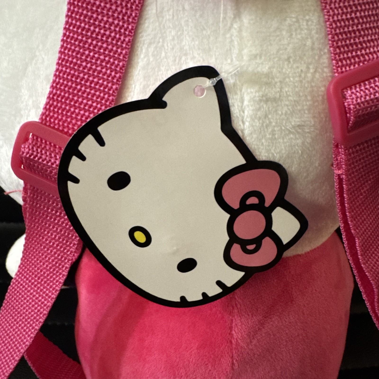 Sanrio Hello Kitty Plush Backpack 14” Large Zip Closure Pink White Black New