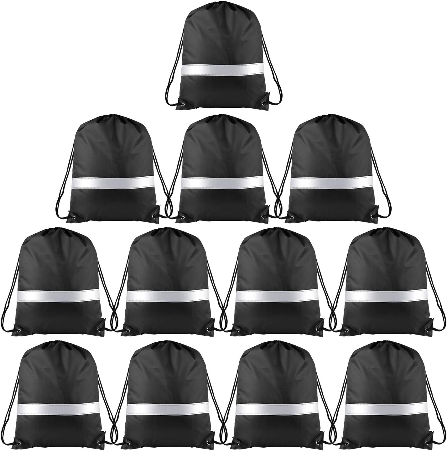 12 Pcs Drawstring Backpack Bag Bulk Reflective Backpack Green String Bags Cinch