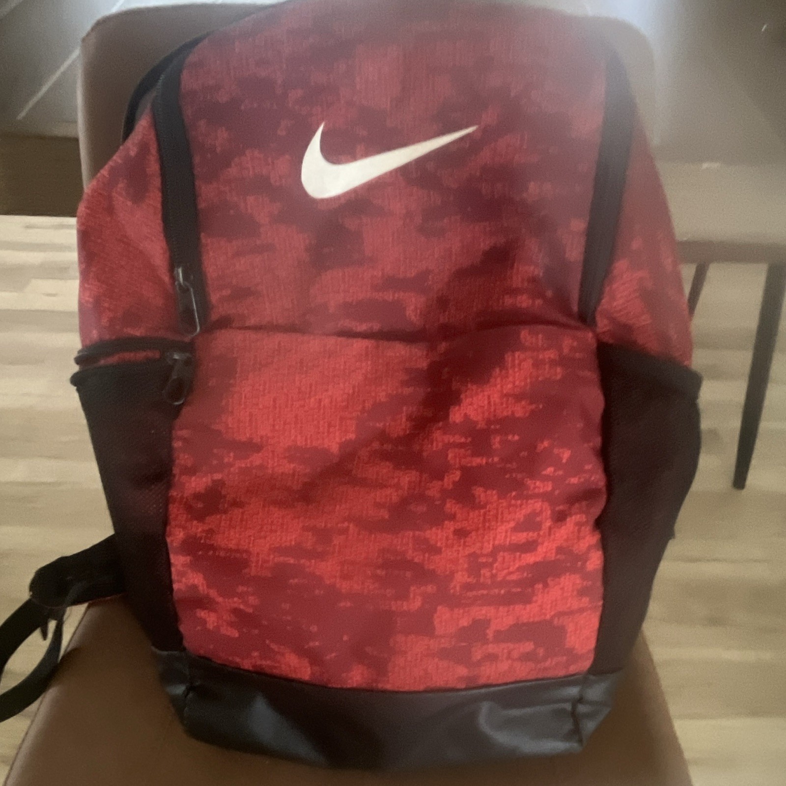 Nike Red/Black Camo Backpack Zip Closure Adjustable Straps Pockets