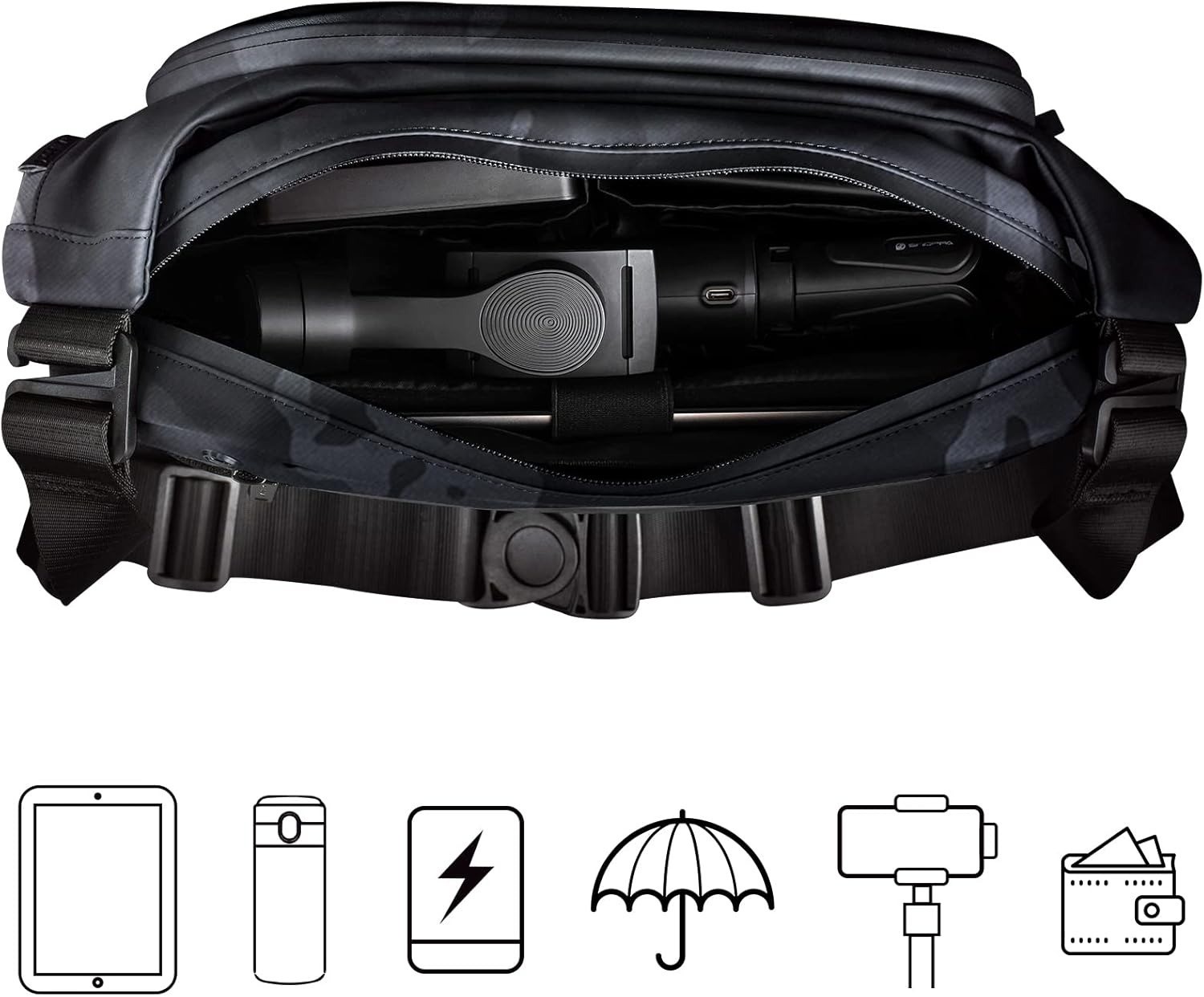 Waterproof crossbody bag black camouflage hiking outdoor bag large capacity