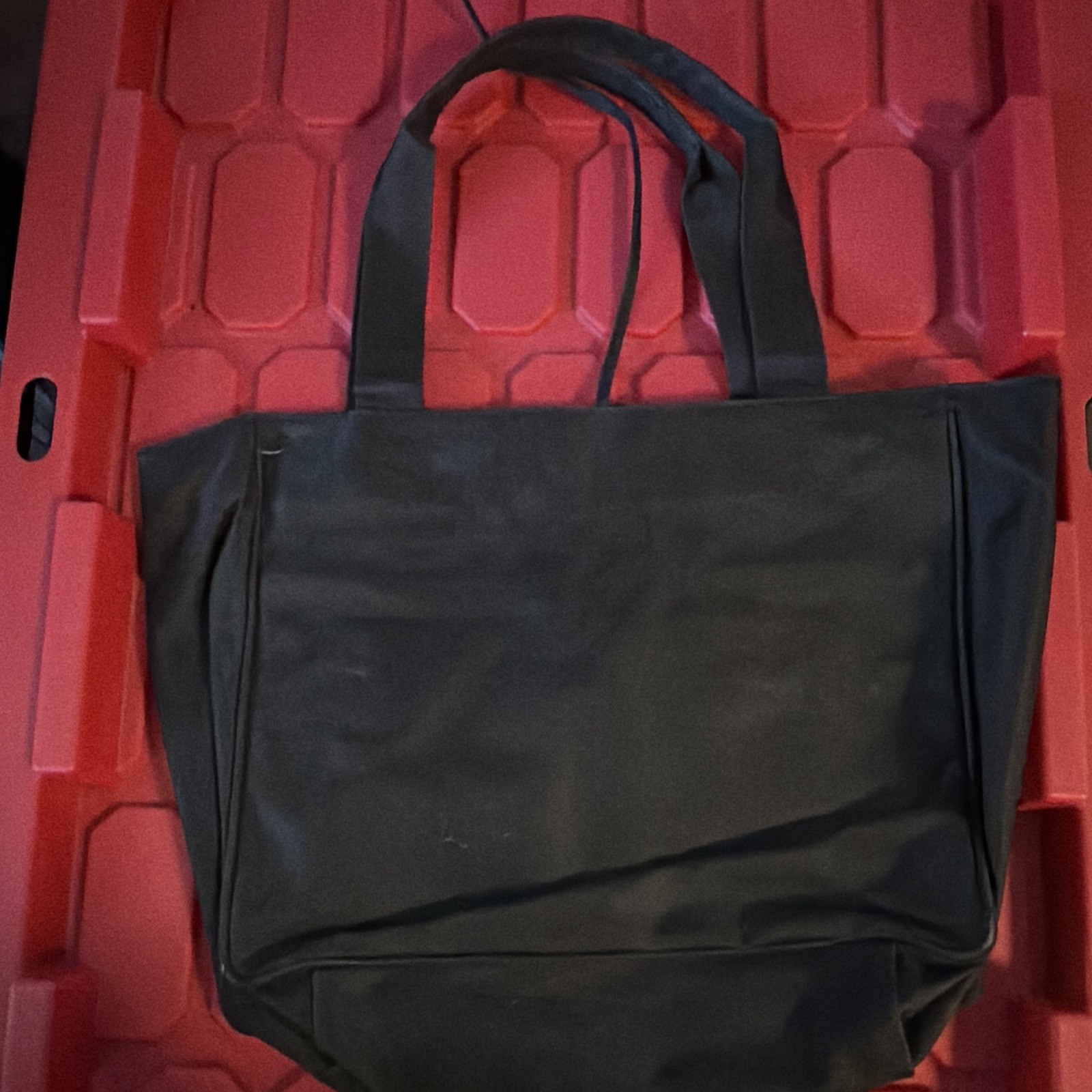 Calvin Klein Black Tote Bag Zip Double Handles Pockets Solid Men