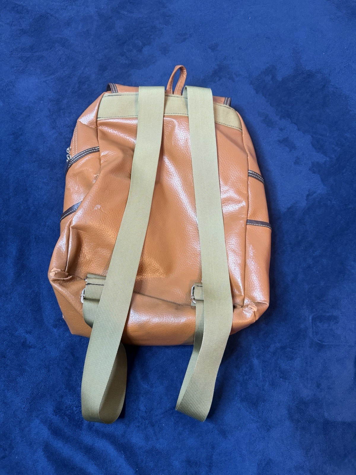Vtg Y2K Apple Brown Leather Backpack Bag (Heart Logo) SEE PHOTOS!