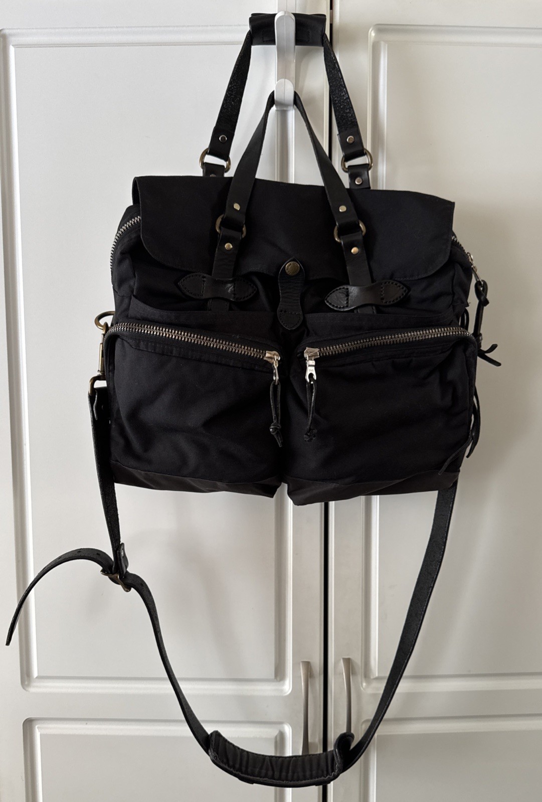 Filson 70128 Original Briefcase Black USA Rugged Twill Riri Zippers w/ Strap-