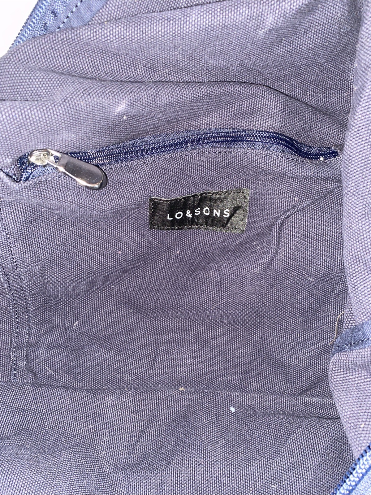 LO & SONS Catalina Deluxe Large Weekend Bag 100% Cotton Blue White Duffle