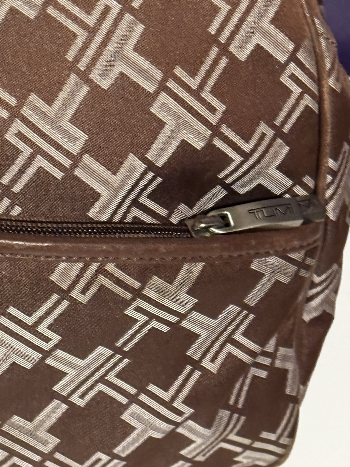 TUMI Signature Collection Logo Nylon Weekender Carry-On Duffle Travel Bag Brown